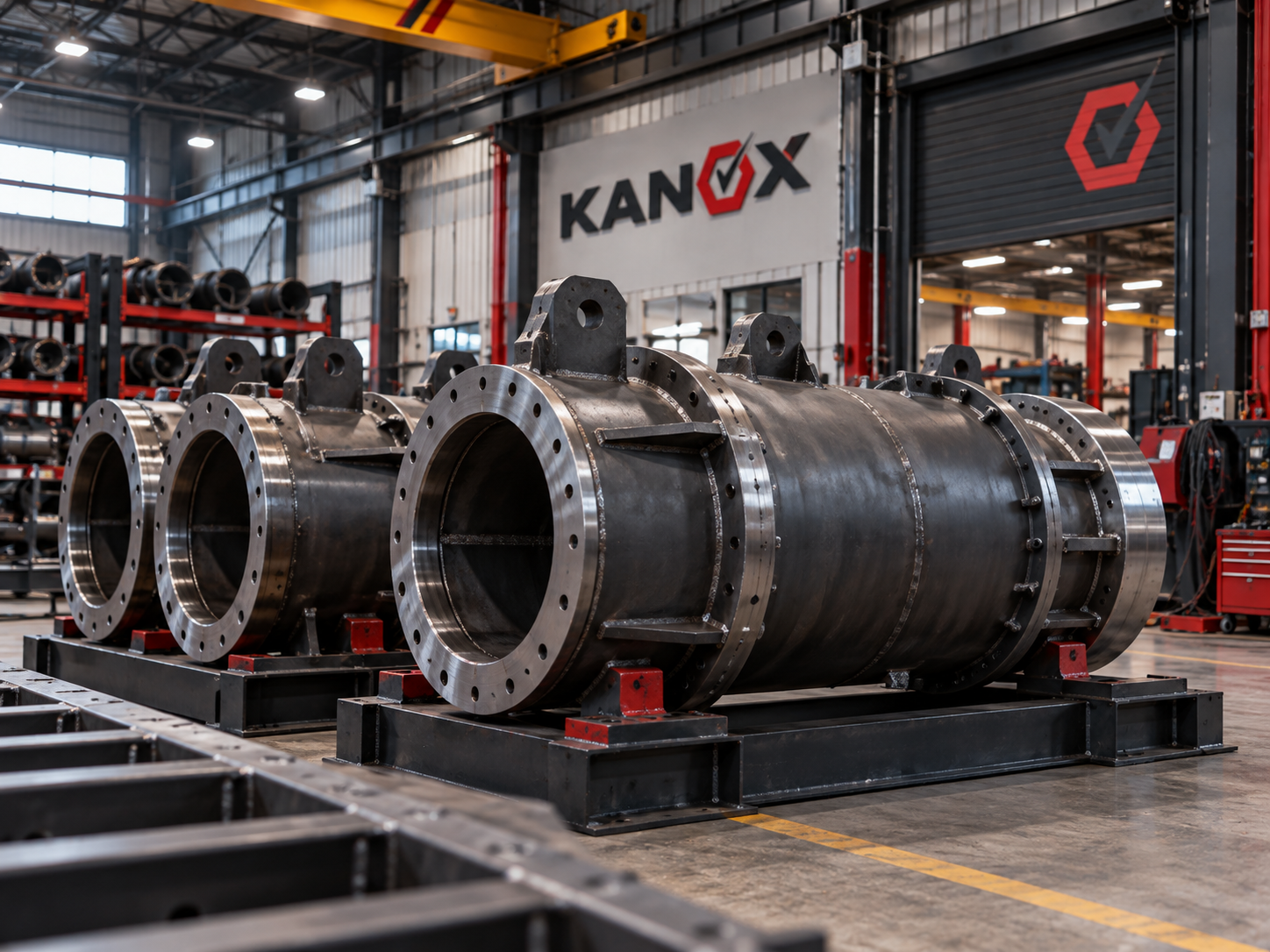 Componentes cilíndricos industriales fabricados en taller KANOX